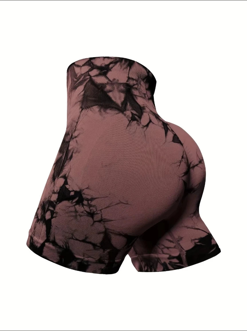Summer Women High Waist Butt Lift Shorts Legging Seamless Leggings Fashion Tie Dye Shorts Gym Workout Running Pants